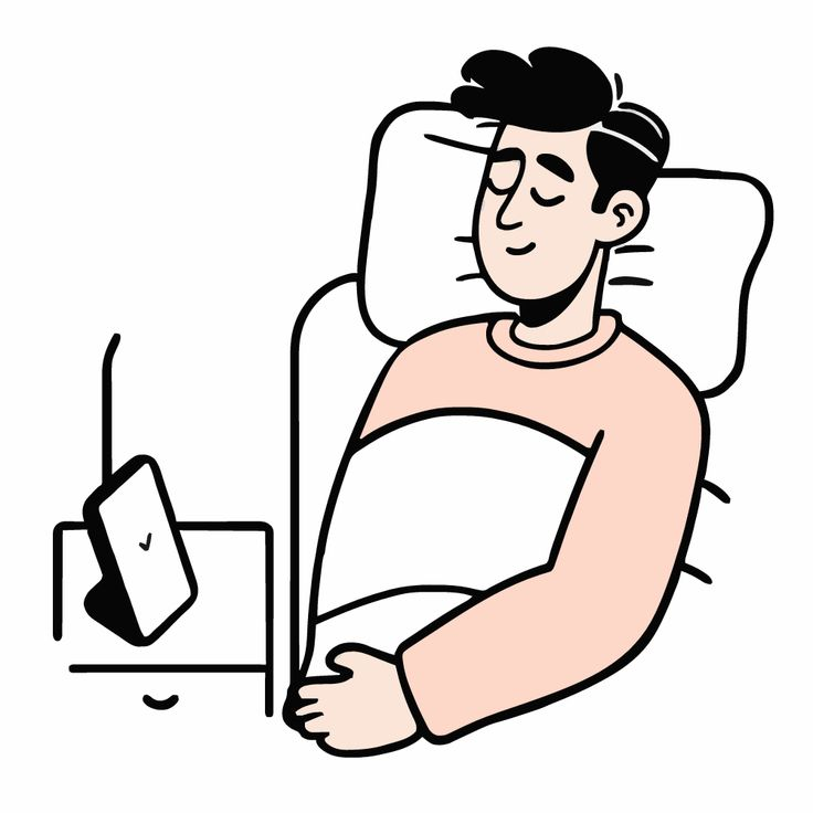 Ausgeschlafener Mann streckt sich